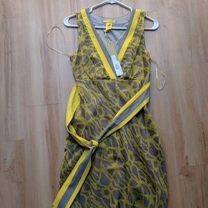 Catherine Malandrino Yellow Cocktail Animal Dress